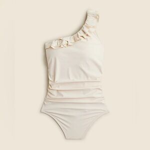 J. Crew Matte Ruffle One Shoulder One Piece Swimsuit
